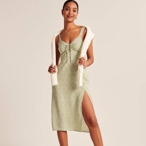ABERCROMBIE SAGE GREEN FLORAL MIDI DRESS